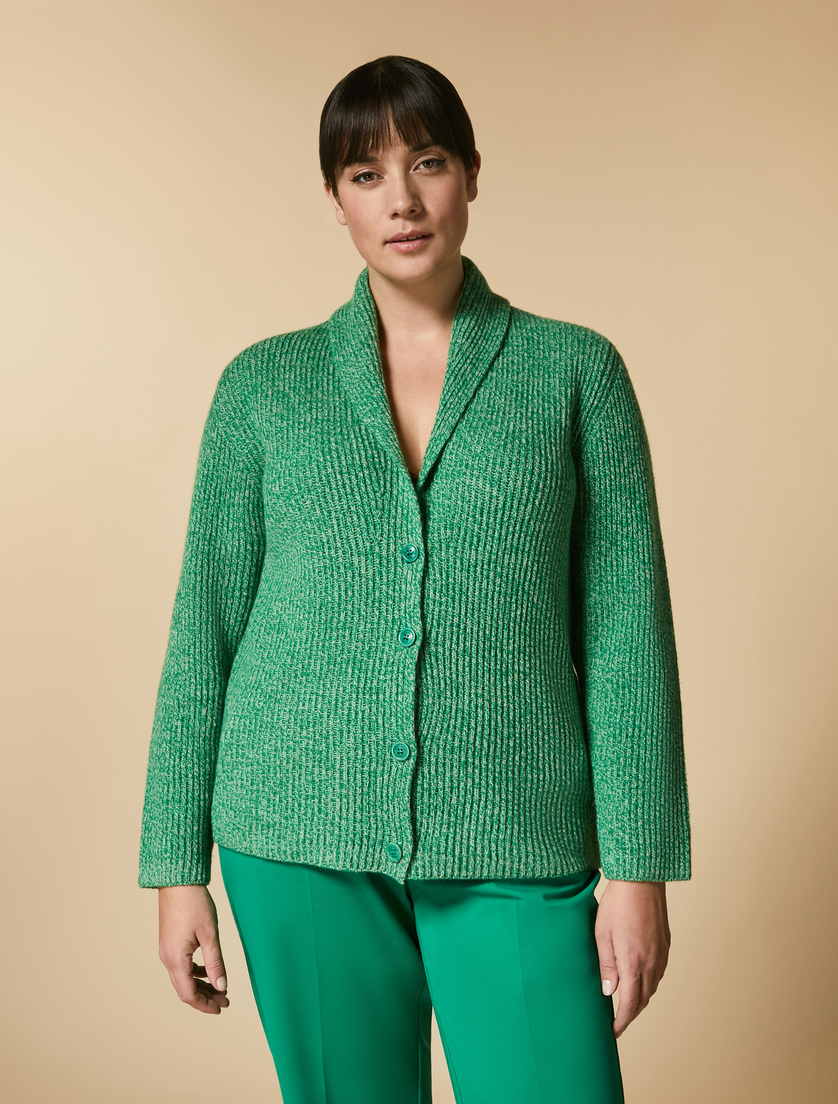 Cardigan aus Mouliné-Wolle - Grün - Marina Rinaldi