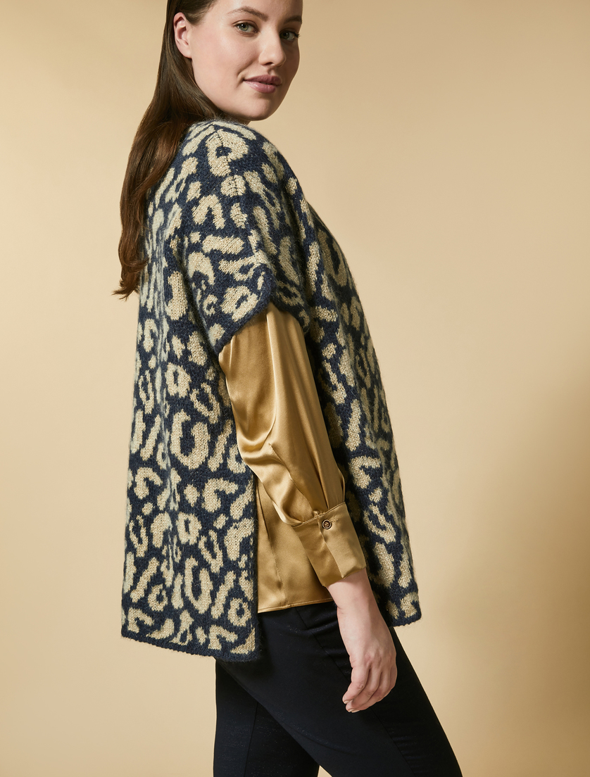 Mohair and lurex cardigan - Dark navy - Marina Rinaldi - 2