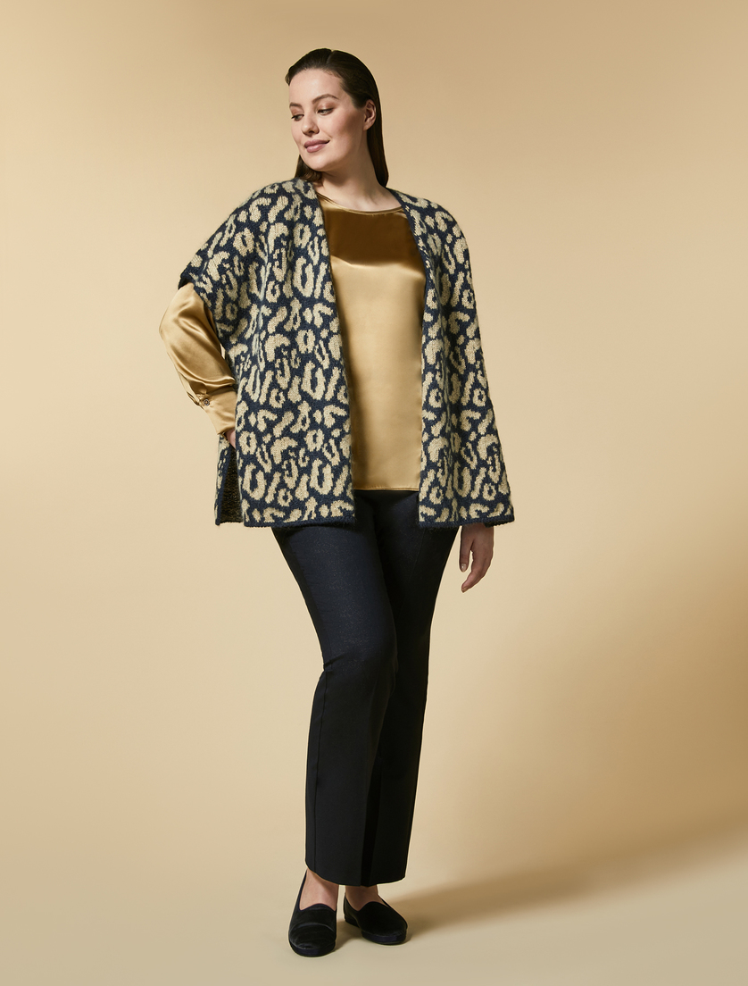 Mohair and lurex cardigan - Dark navy - Marina Rinaldi - 4