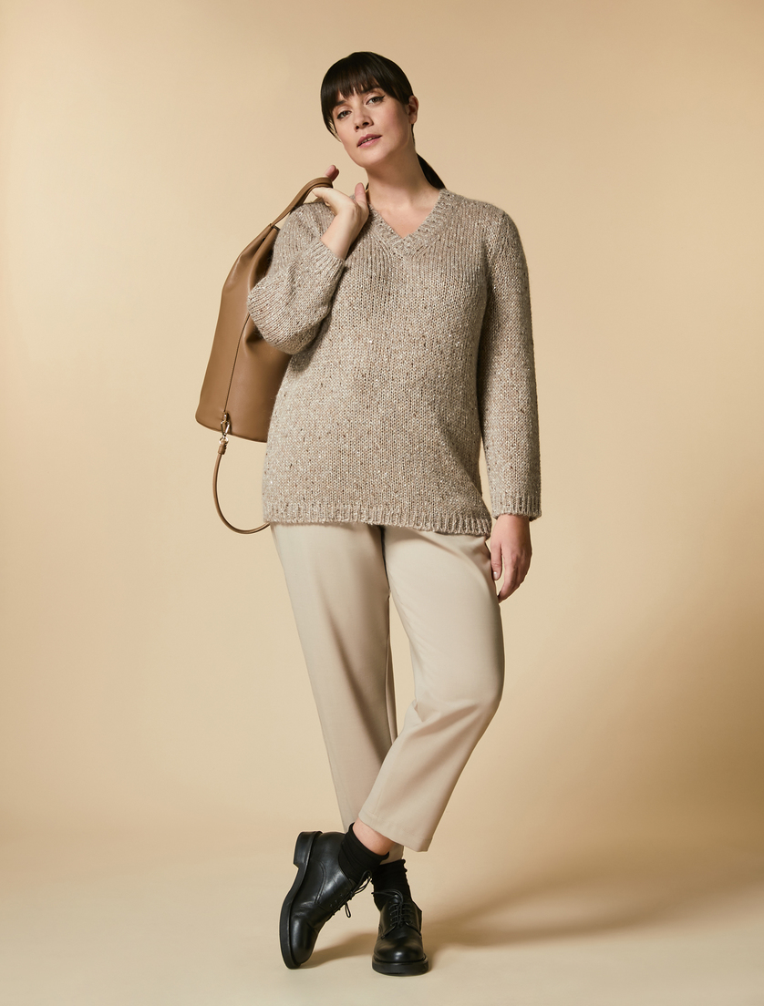 Pullover mit Pailletten - Beige - Marina Rinaldi - 4