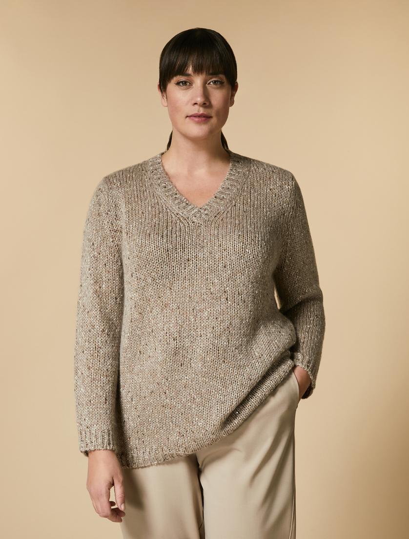 Pullover mit Pailletten - Beige - Marina Rinaldi