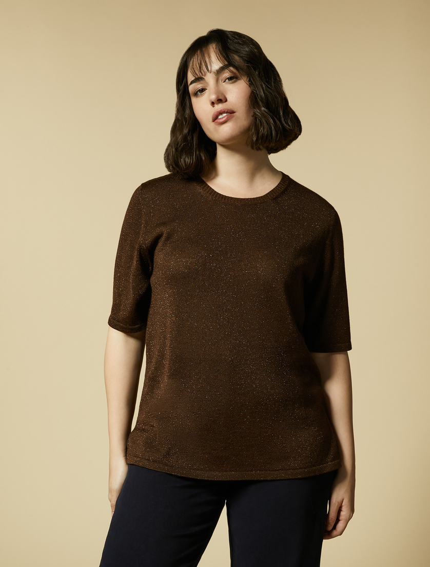 Pullover in Lurexoptik - Kaltbraun - Marina Rinaldi