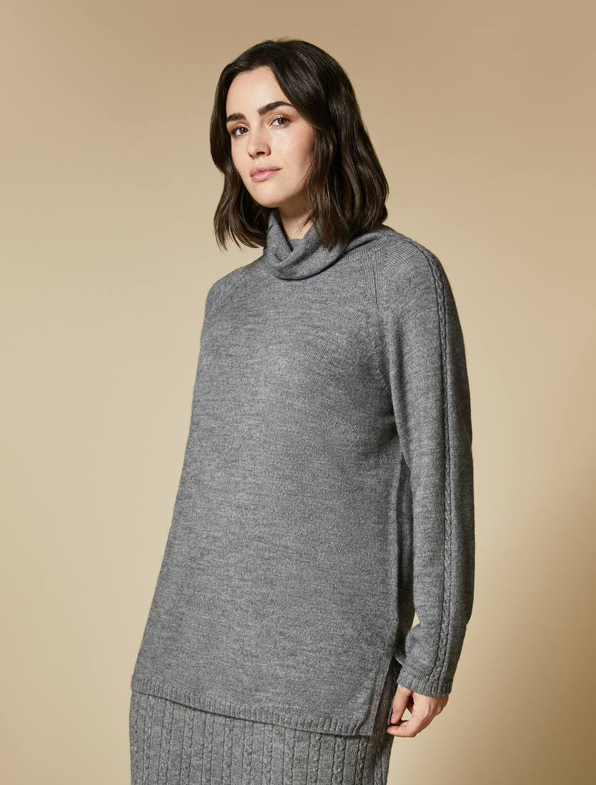 Wool and alpaca sweater - Dark grey - Marina Rinaldi