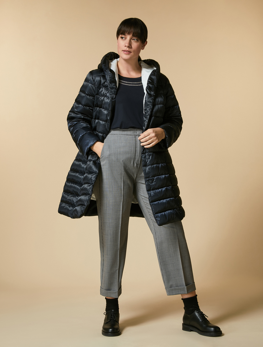Reversible technical satin down jacket - Dark navy - Marina Rinaldi - 4