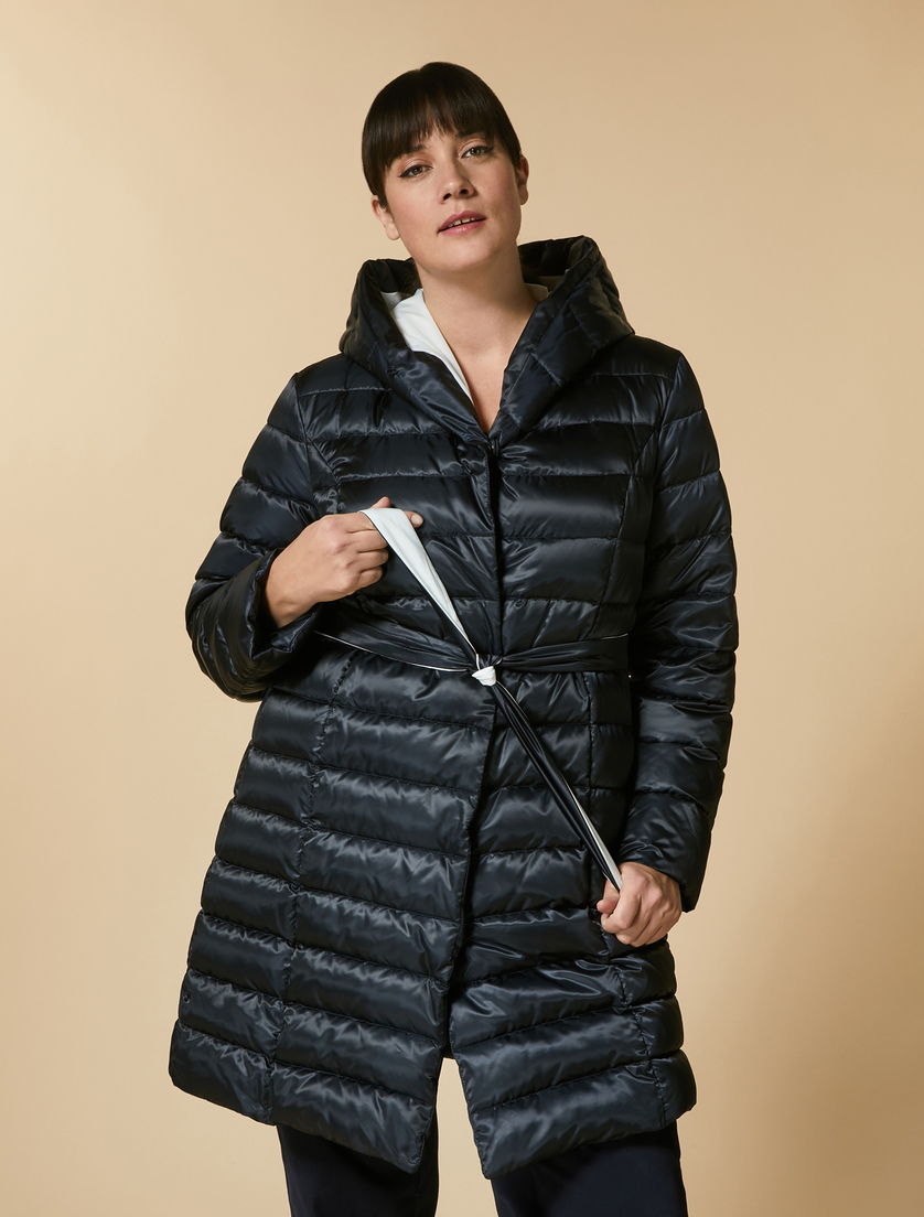 Reversible technical satin down jacket - Dark navy - Marina Rinaldi