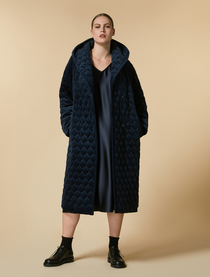Water-repellent velvet down jacket - Dark navy - Marina Rinaldi - 4