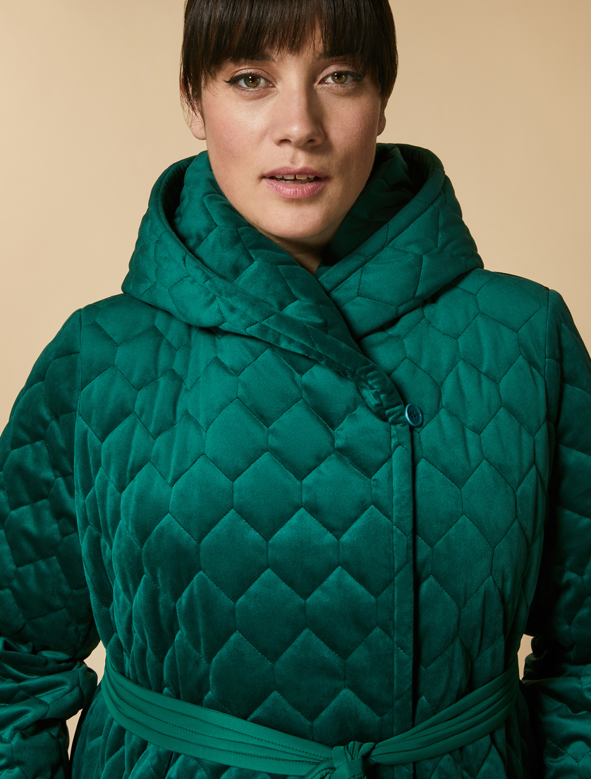 Water-repellent velvet down jacket - Green - Marina Rinaldi - 2