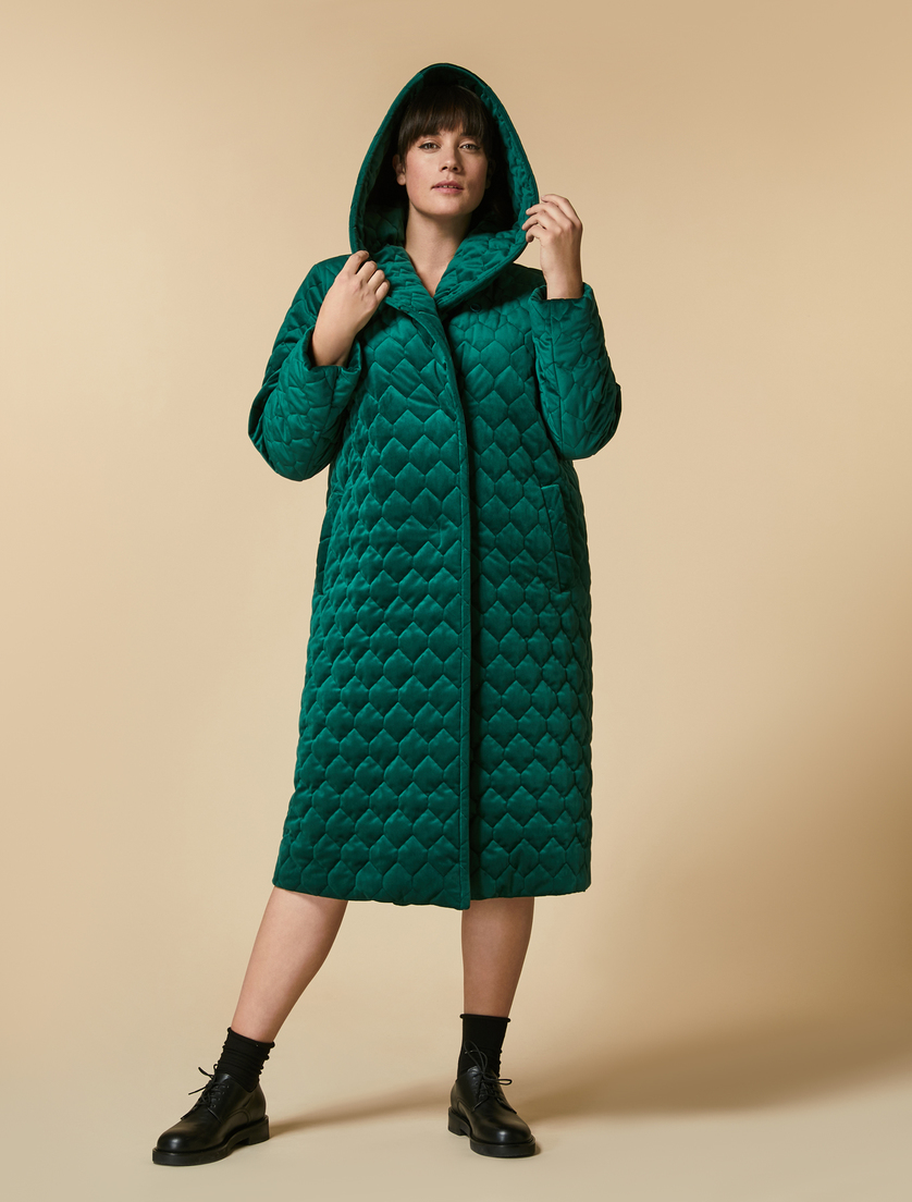 Water-repellent velvet down jacket - Green - Marina Rinaldi - 4