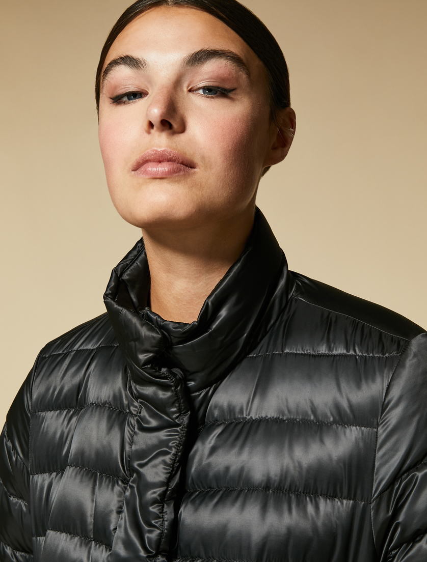 Water-resistant satin puffer jacket - Black - Marina Rinaldi - 2