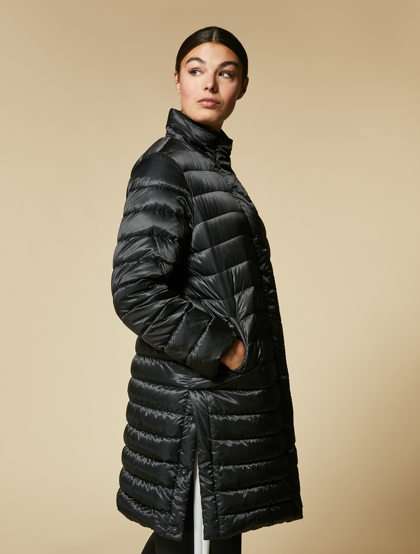 Water-resistant satin puffer jacket - Black - Marina Rinaldi - 3