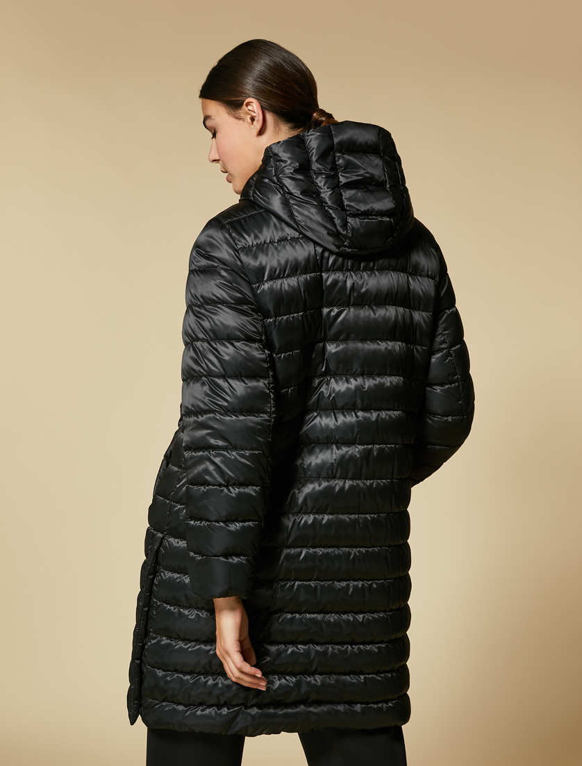 Water-resistant satin puffer jacket - Black - Marina Rinaldi - 4