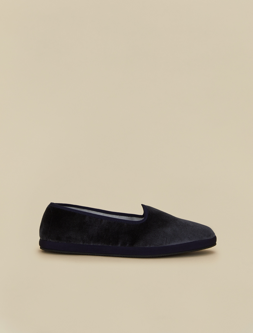 Friaulische Schuhe aus Samt - Dunkelblau - Marina Rinaldi