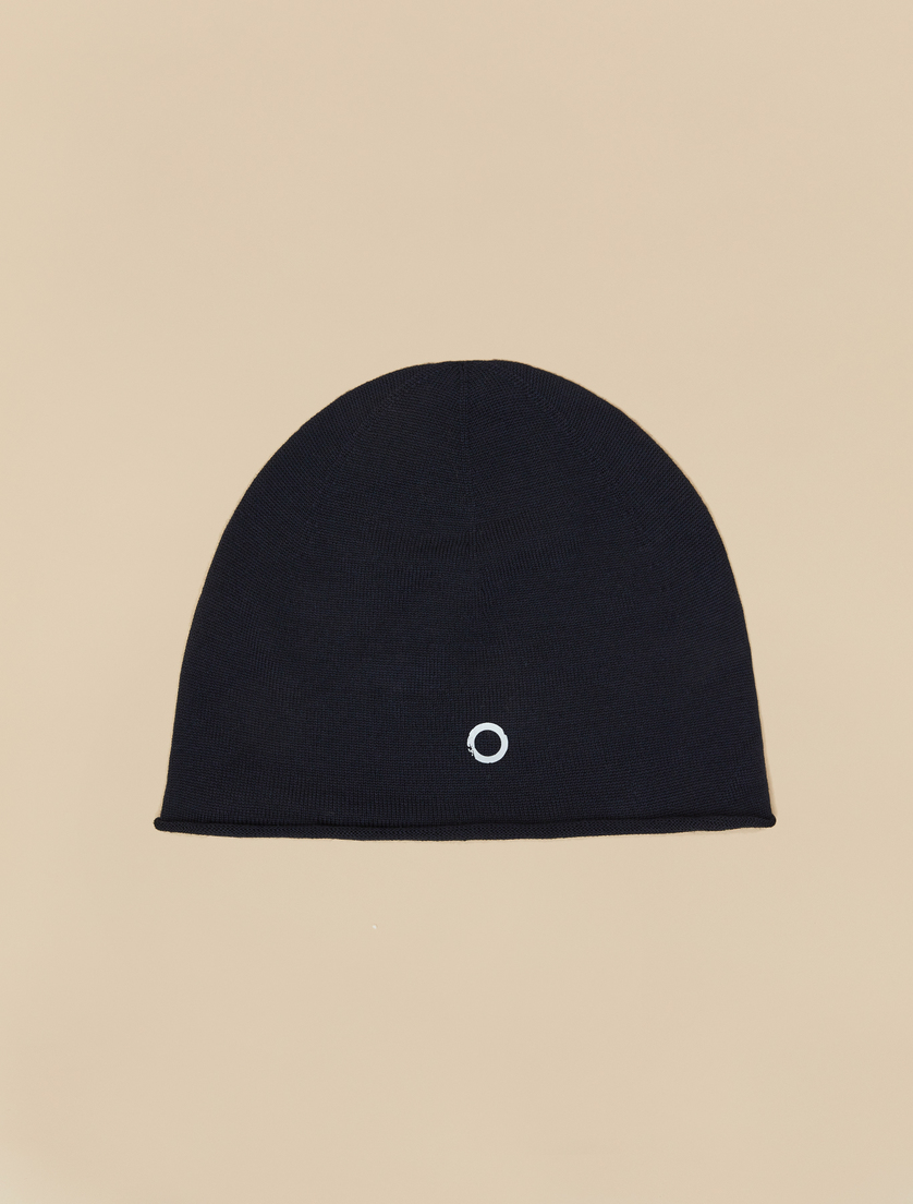 Merino wool-blend hat - Dark navy - Marina Rinaldi