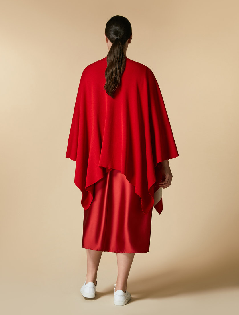 Cappa in misto lana merino - Rosso - Marina Rinaldi - 3