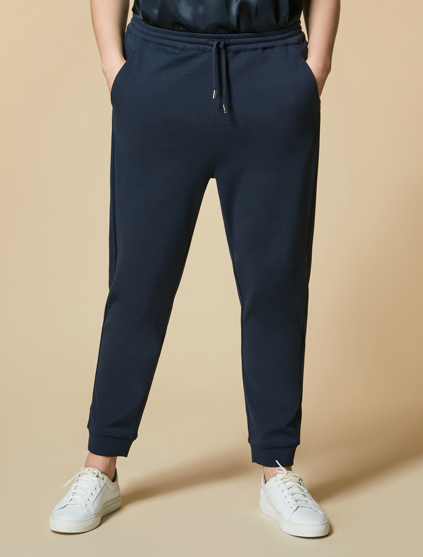 Cotton jersey trousers - Dark navy - Marina Rinaldi - 2