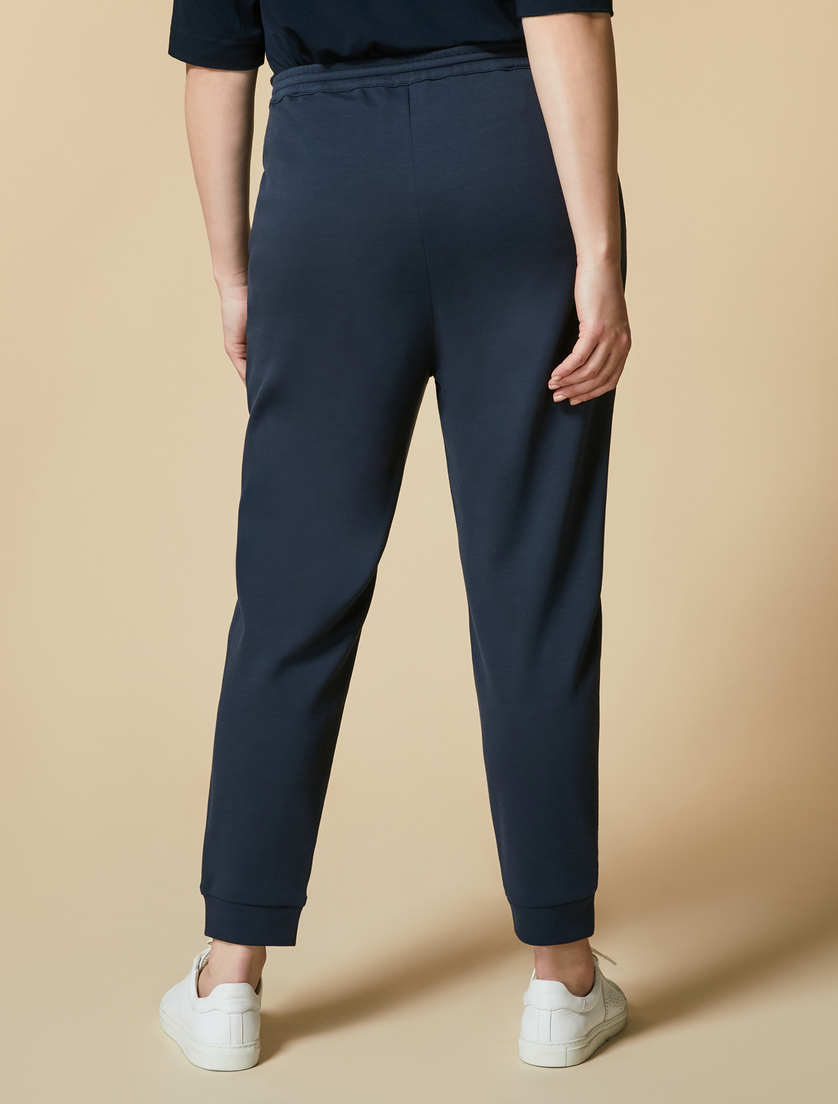 Cotton jersey trousers - Dark navy - Marina Rinaldi - 4