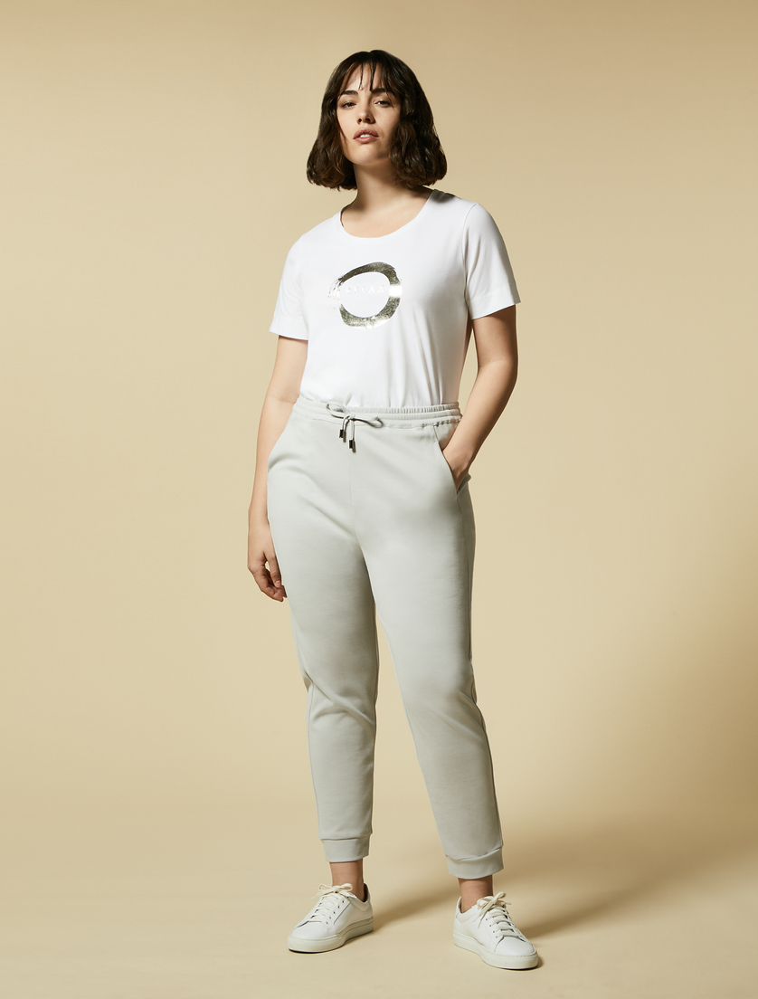 Cotton jersey trousers - Light grey - Marina Rinaldi
