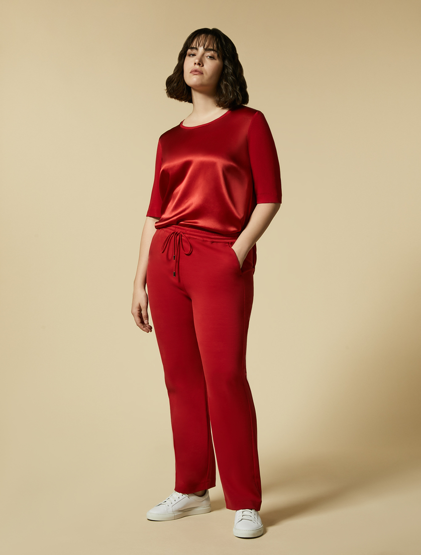 T-shirt in jersey di viscosa e seta - Rosso - Marina Rinaldi - 4