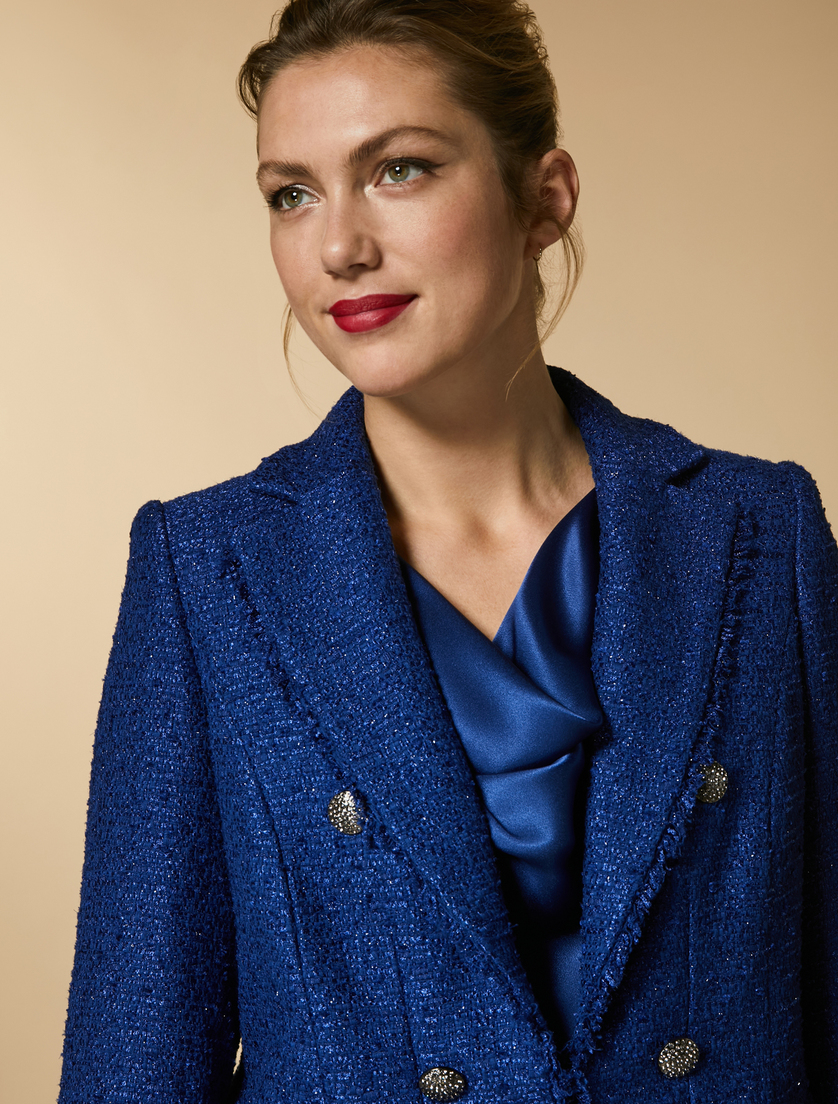 Bejewelled-button jacket - China blue - Marina Rinaldi - 2