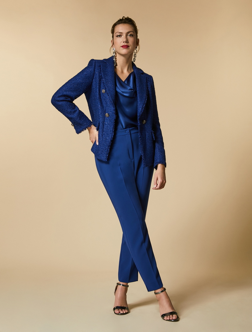 Bejewelled-button jacket - China blue - Marina Rinaldi - 4