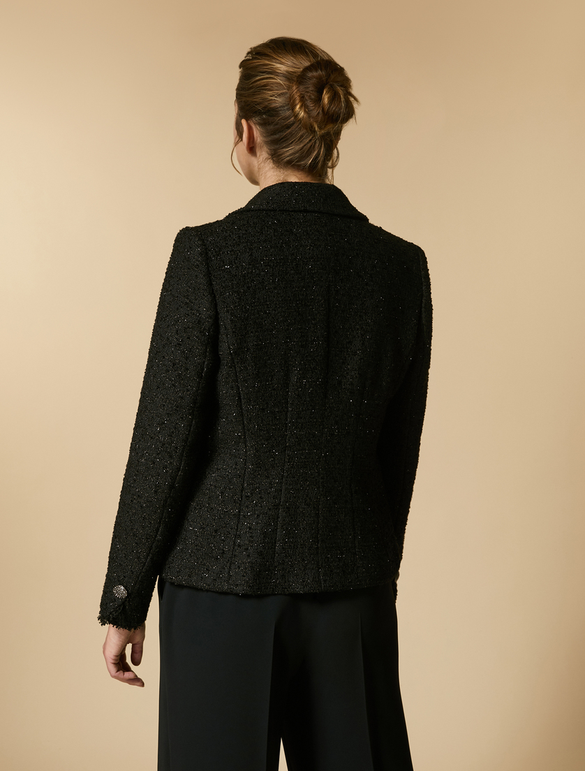 Bejewelled-button jacket - Black - Marina Rinaldi - 3