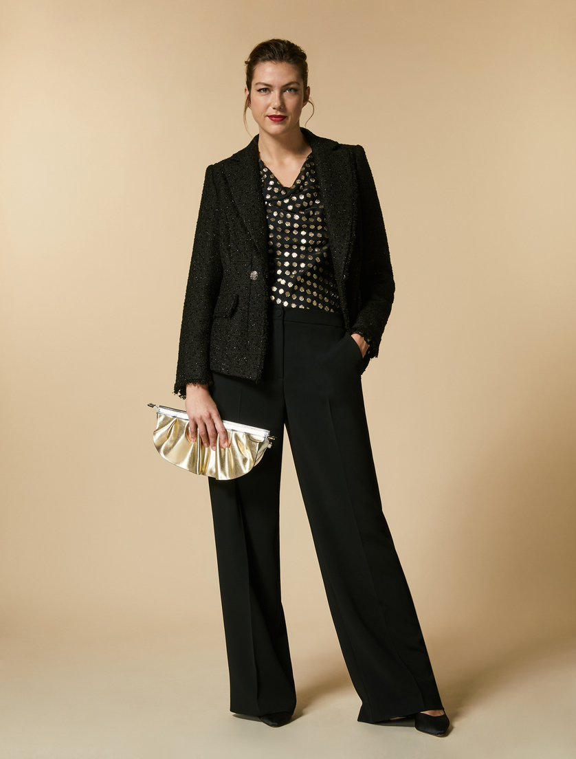 Bejewelled-button jacket - Black - Marina Rinaldi - 4
