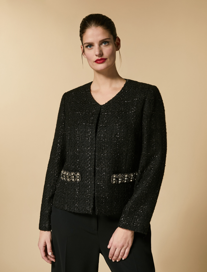 Veste en lamé brodé - Noir - Marina Rinaldi