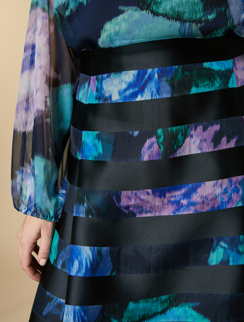 Printed Pekin skirt - Dark navy - Marina Rinaldi - 3