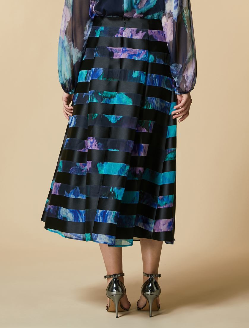 Printed Pekin skirt - Dark navy - Marina Rinaldi - 4