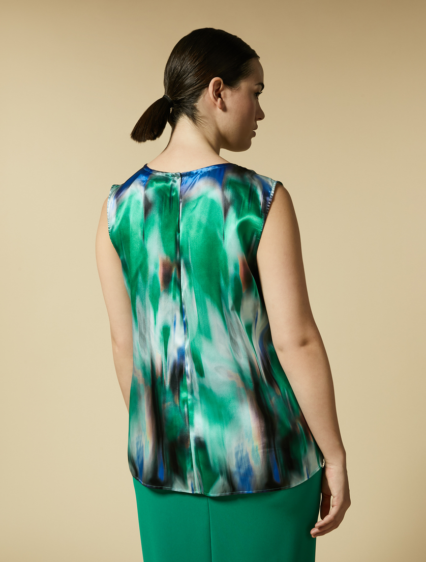 Silk satin top - Green - Marina Rinaldi - 3