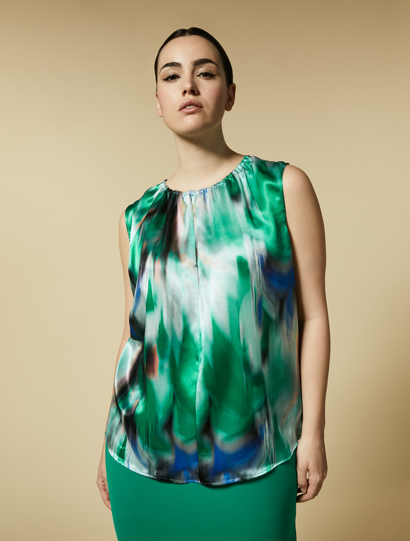 Silk satin top - Green - Marina Rinaldi
