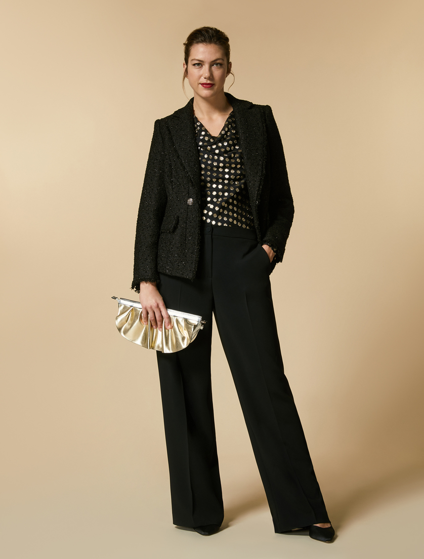 Georgette fil coupé blouse - Black - Marina Rinaldi - 4