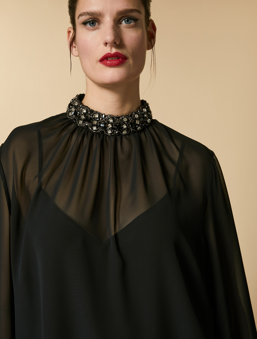Chemisier en georgette imprimée - Noir - Marina Rinaldi - 2