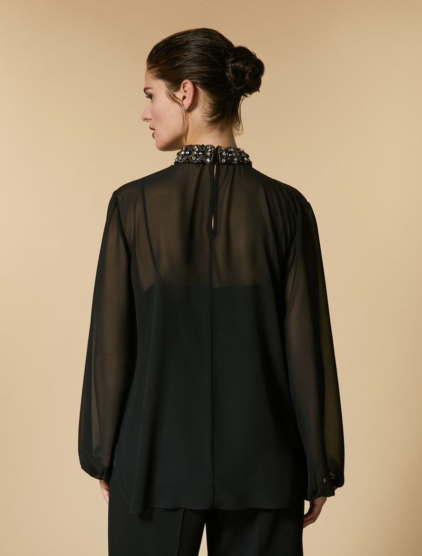 Chemisier en georgette imprimée - Noir - Marina Rinaldi - 3