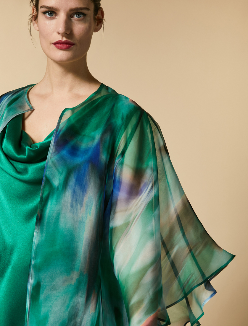 Silk organza duster coat - China blue - Marina Rinaldi - 2