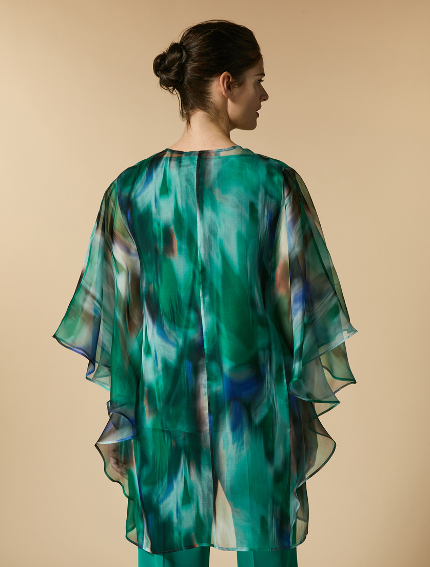 Silk organza duster coat - China blue - Marina Rinaldi - 3