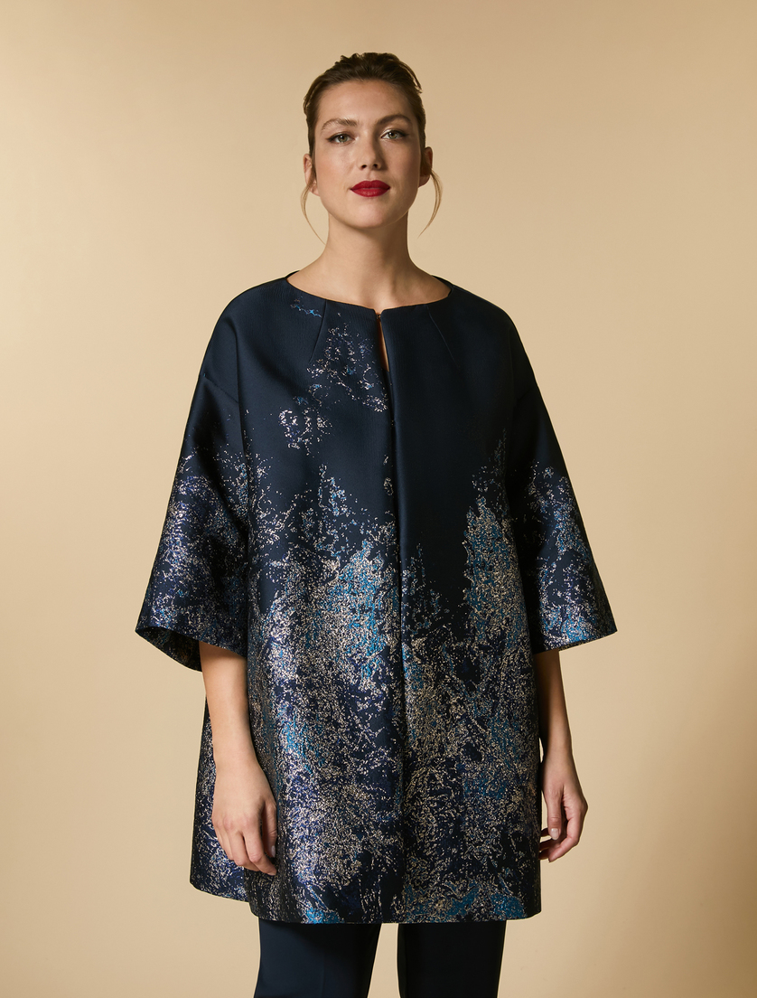 Leichter Mantel aus Jacquard - Dunkelblau - Marina Rinaldi