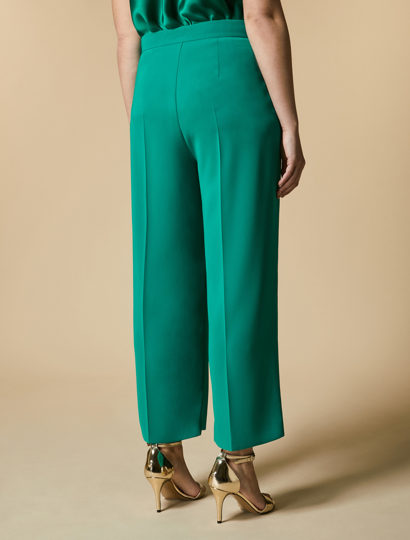 Pantaloni in triacetato - Verde scuro - Marina Rinaldi - 4