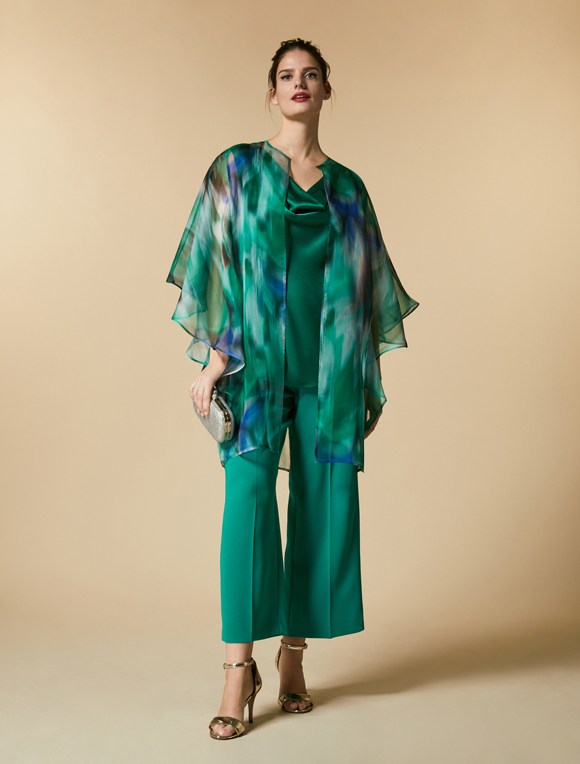 Pantaloni in triacetato - Verde scuro - Marina Rinaldi - 5