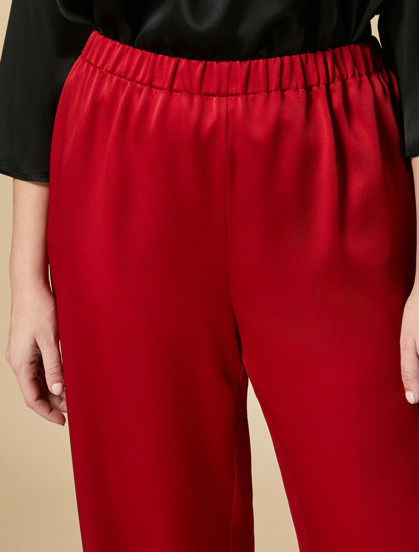 Pantalon en tissu frisottino brillant - Rouge - Marina Rinaldi - 3