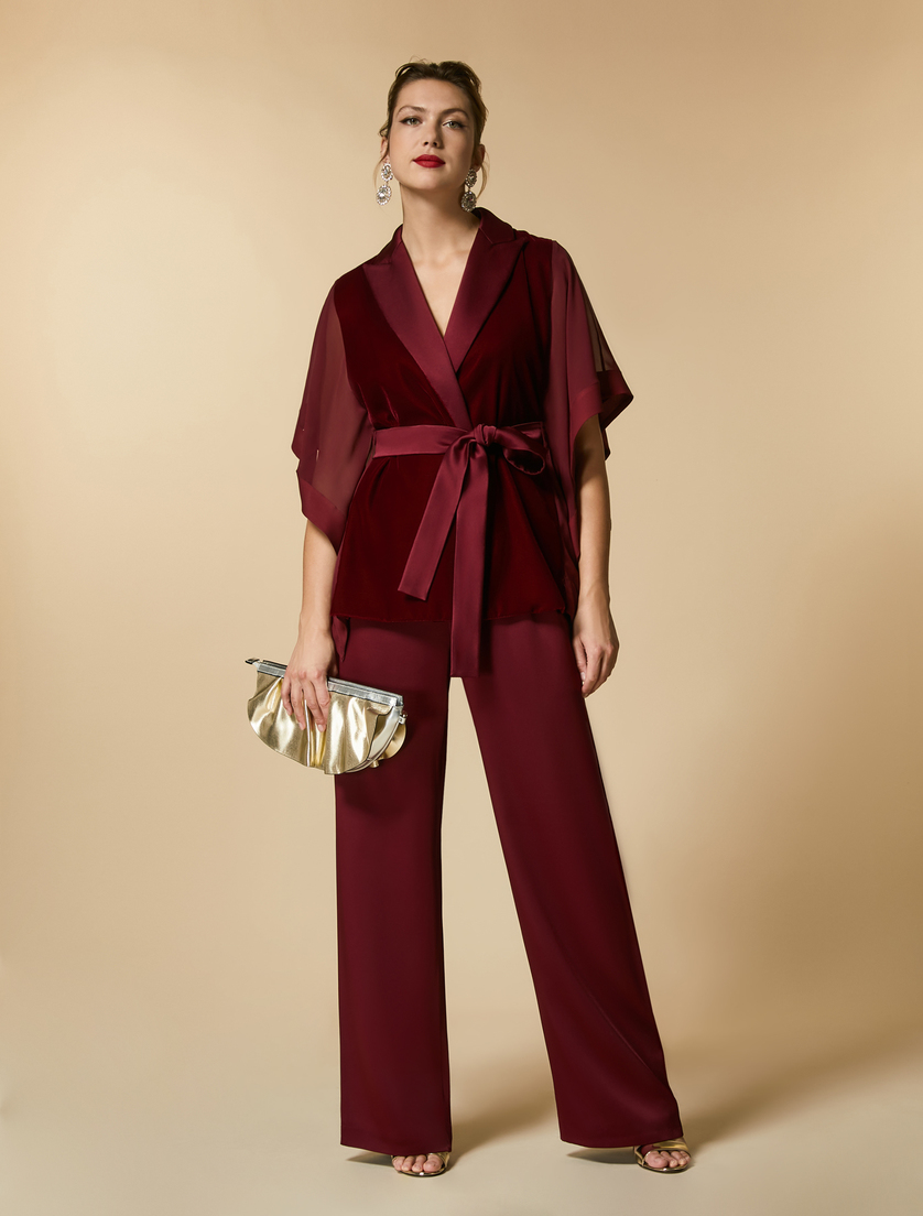 Shiny frisottino trousers - Bordeaux - Marina Rinaldi - 5