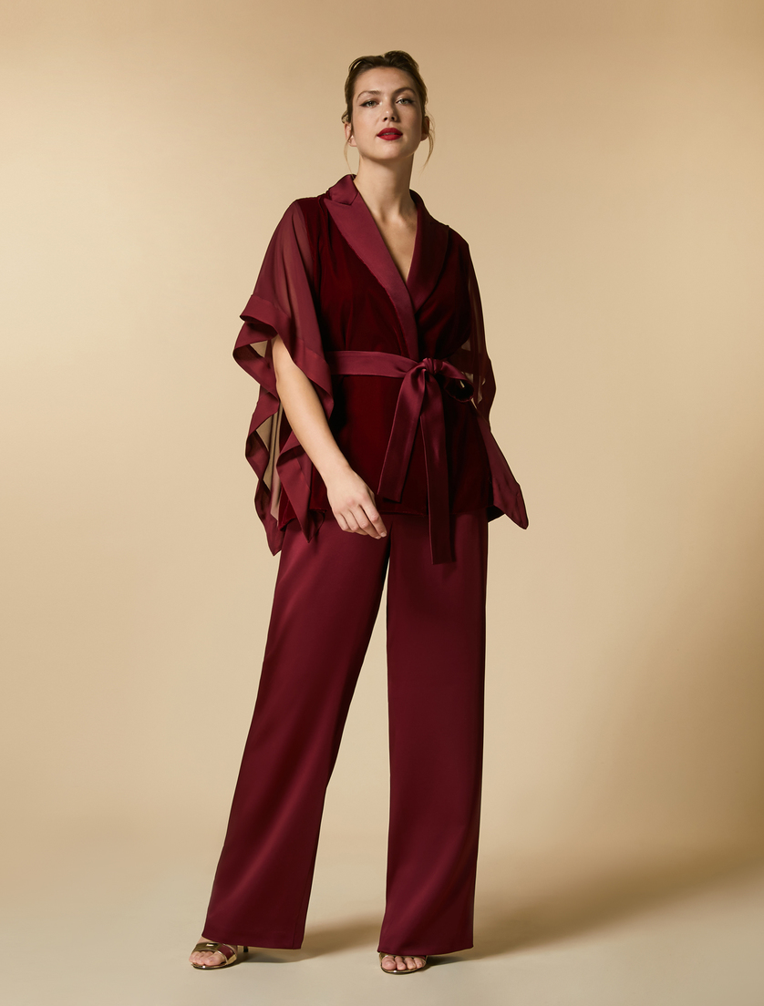 Shiny frisottino trousers - Bordeaux - Marina Rinaldi