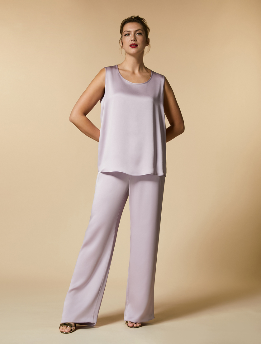 Shiny frisottino trousers - Wisteria - Marina Rinaldi