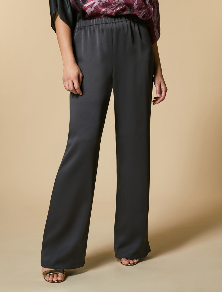 Pantaloni in frisottino lucido - Grigio scuro - Marina Rinaldi - 2