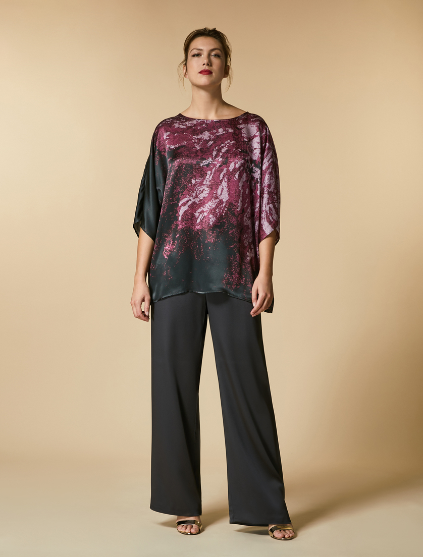 Pantaloni in frisottino lucido - Grigio scuro - Marina Rinaldi