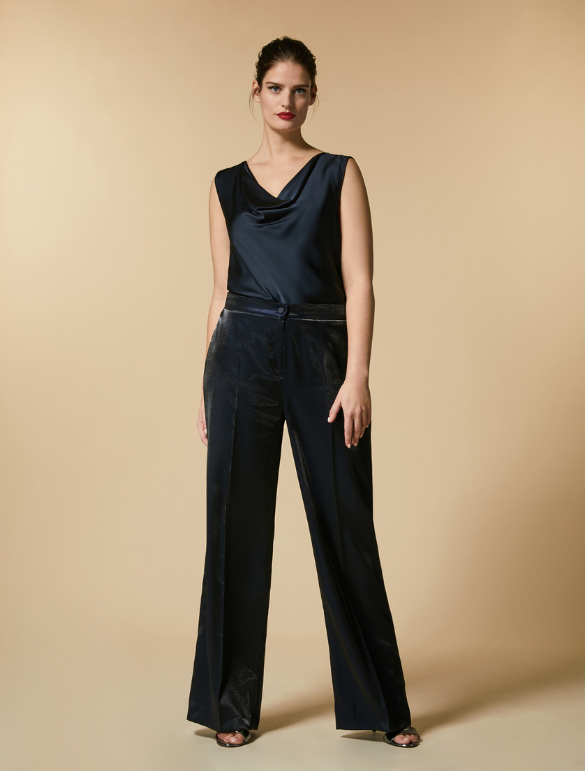 Hose aus Satin - Dunkelblau - Marina Rinaldi