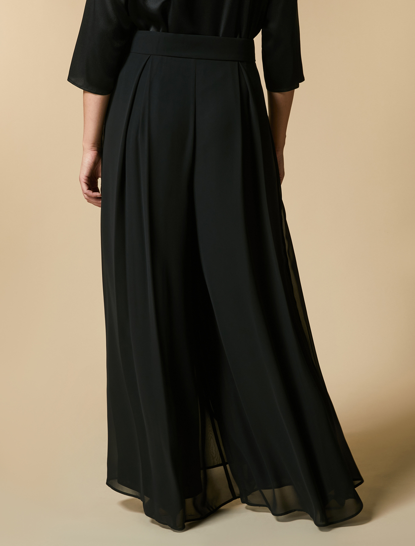 Pantaloni in crêpe georgette. - Nero - Marina Rinaldi - 4