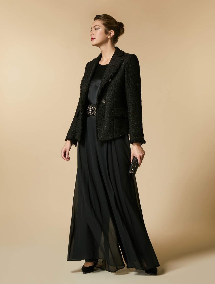 Pantaloni in crêpe georgette. - Nero - Marina Rinaldi - 5