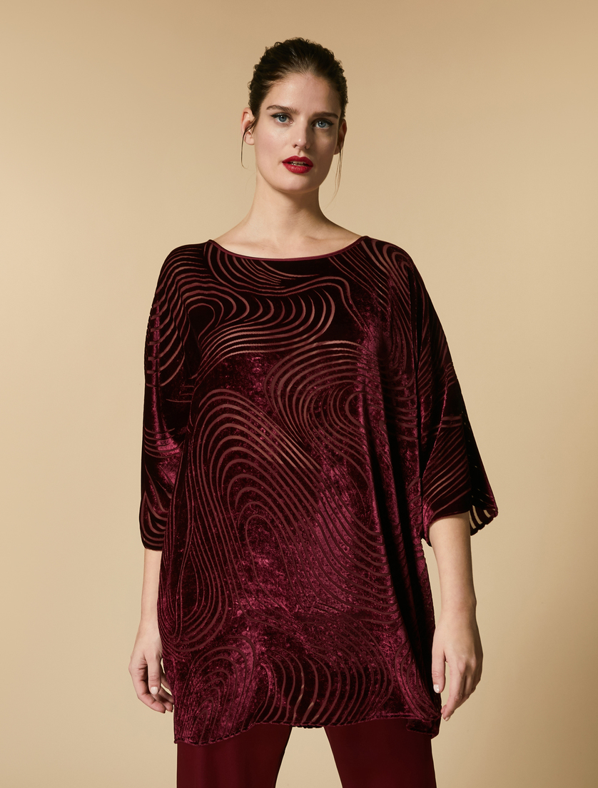 Burnout velvet tunic - Bordeaux - Marina Rinaldi