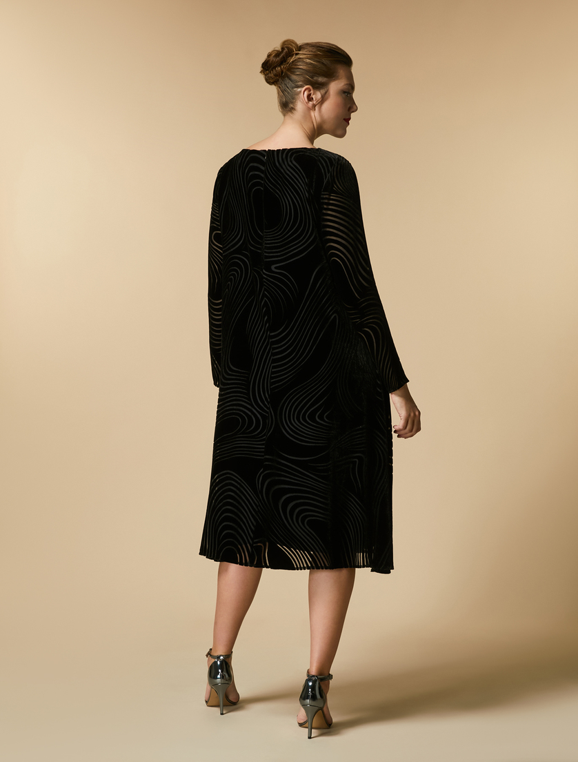 Kleid aus Dévoré-Samt - Schwarz - Marina Rinaldi - 3